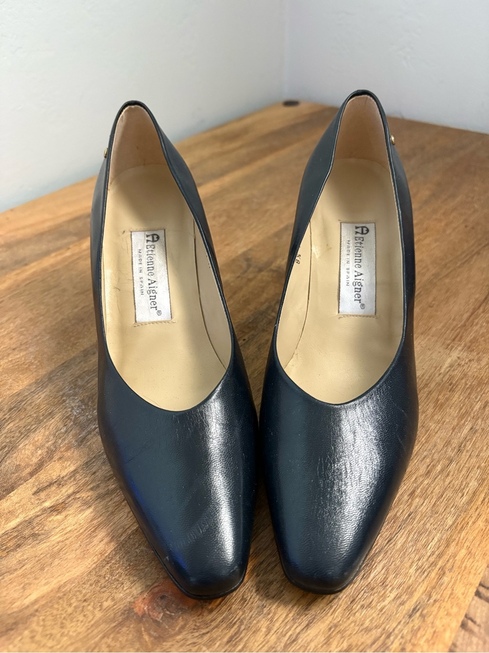 Etienne Aigner Navy Leather Brielle Women's Pumps